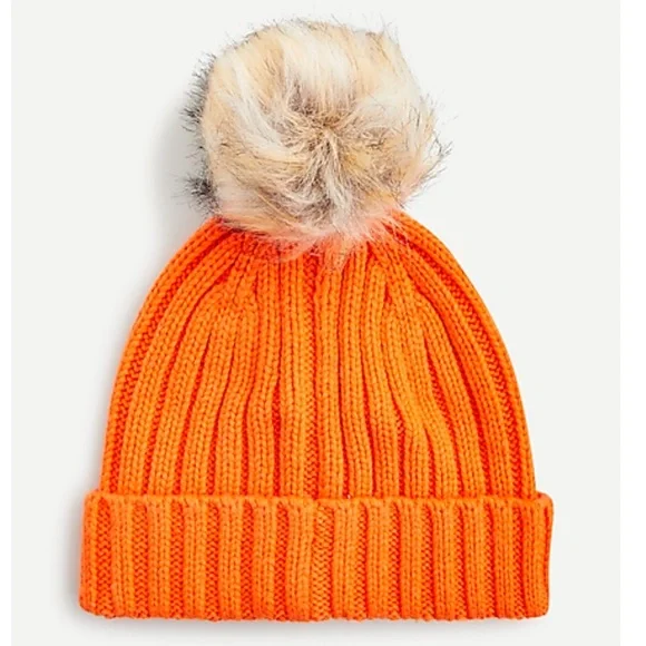 J. Crew | Accessories | Jcrew Neon Tangelo Faux Fur Pompom  display picture 3